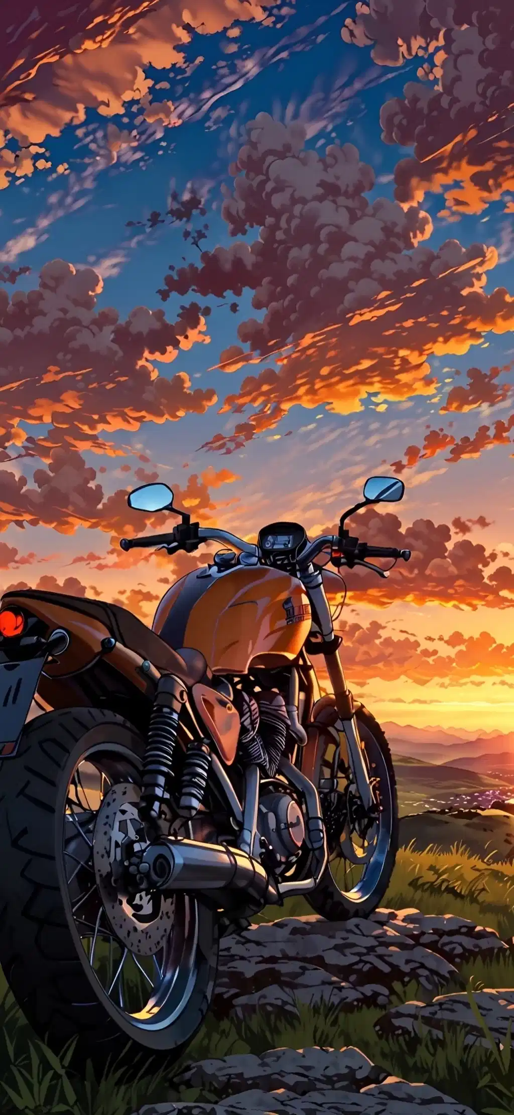 Anime Motorcycle Sunset Vaporwave Aesthetic
