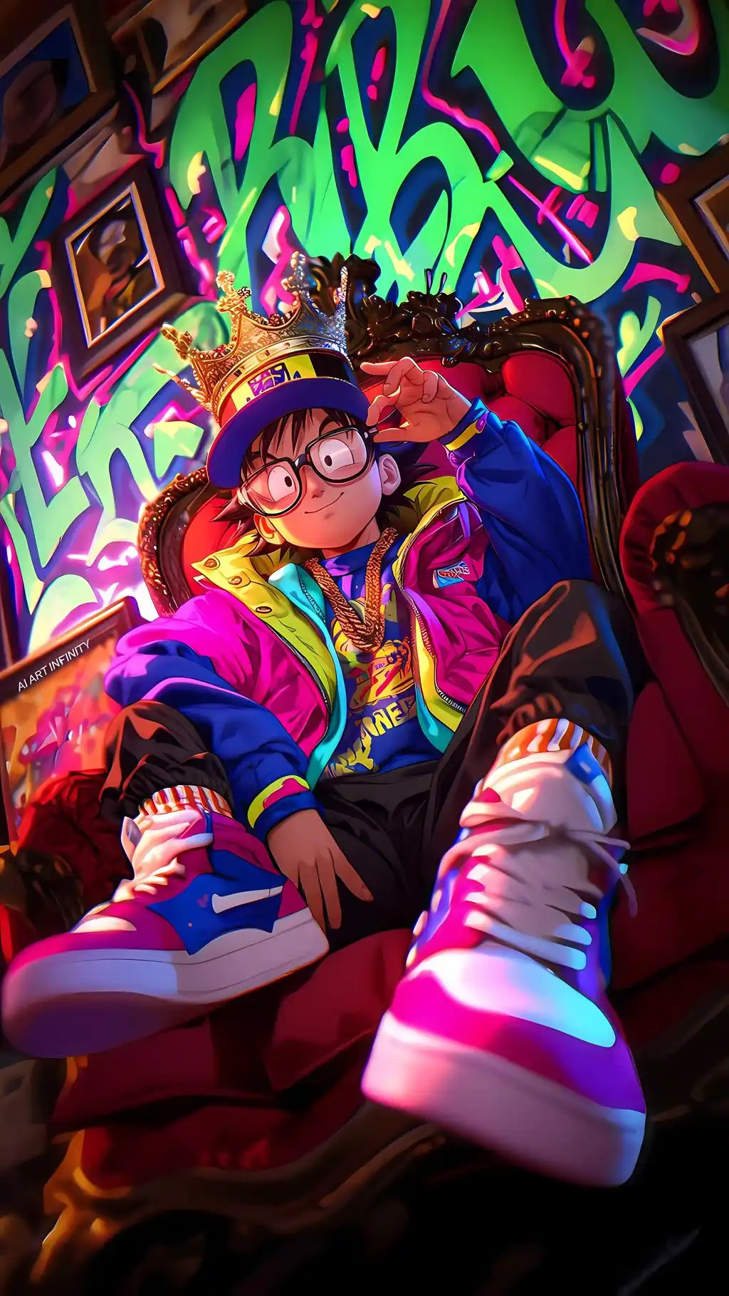 Cyberpunk Anime Character Neon Style Background