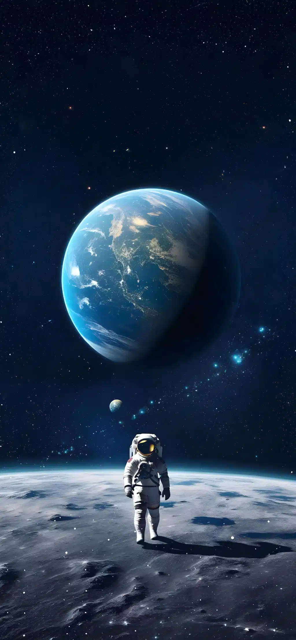 Astronaut Walking Moon Earth