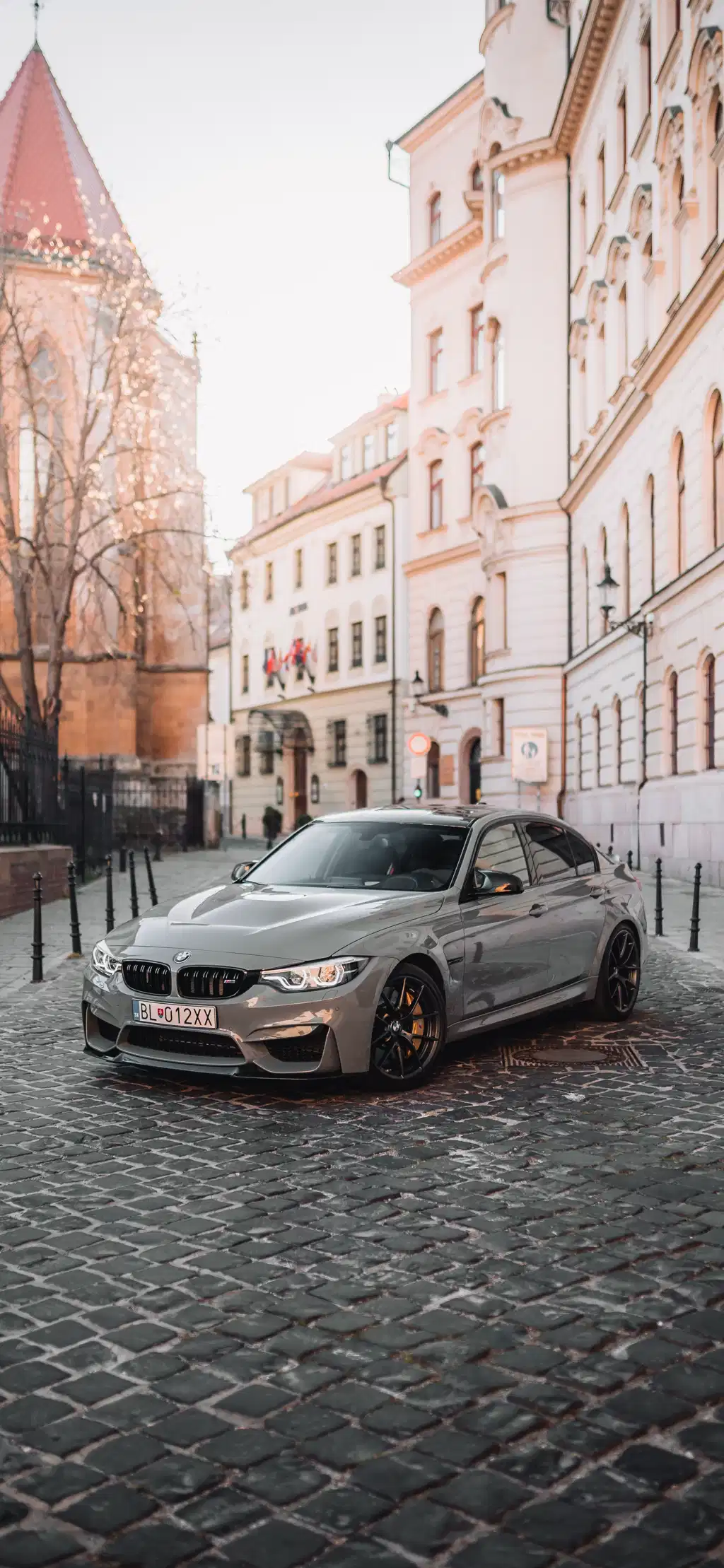 Silver Sports Car European Street