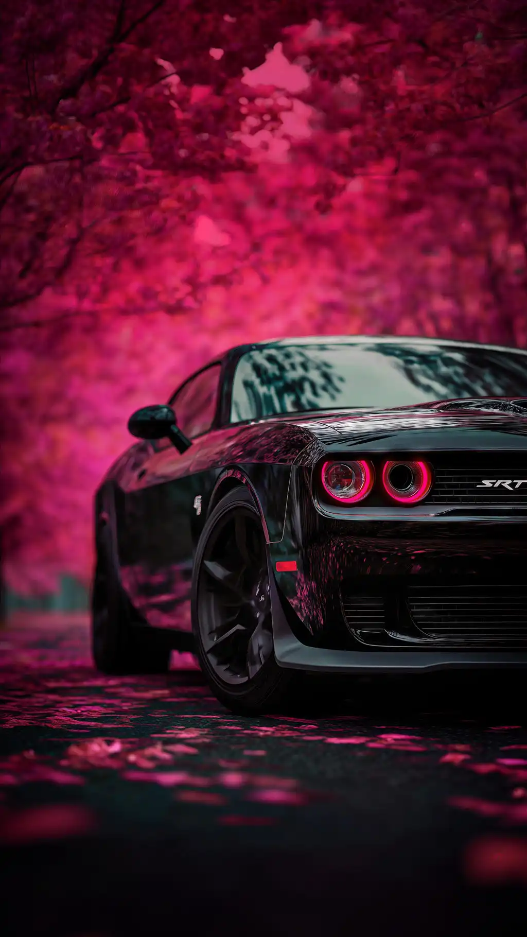 Sports Car Pink Neon Fog Background