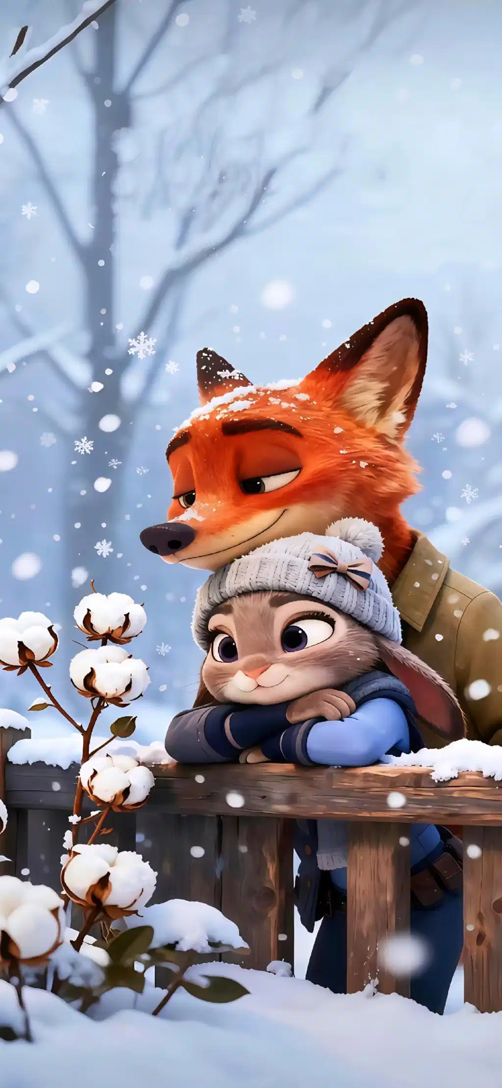 Cute Fox Family Winter Snow