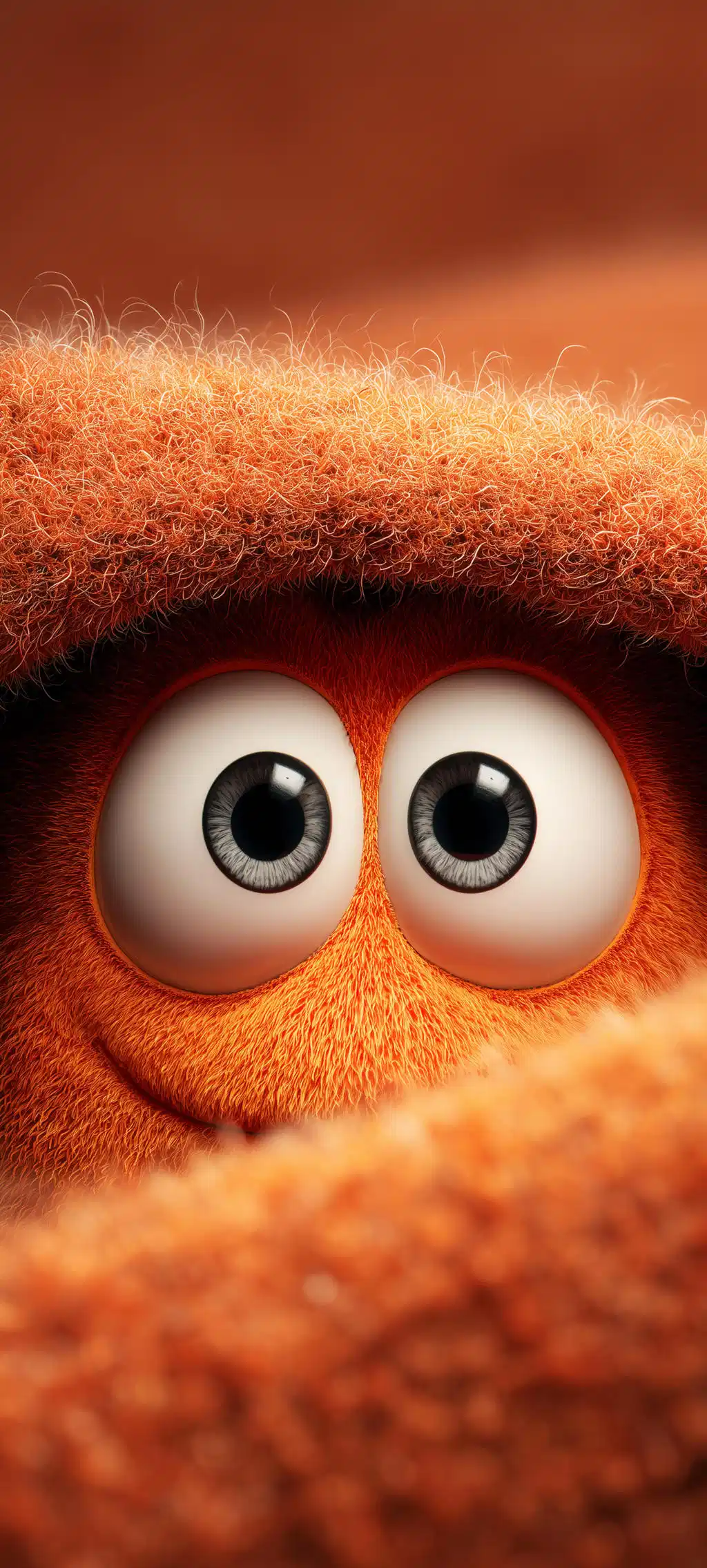 Cute Fuzzy Orange Monster Face