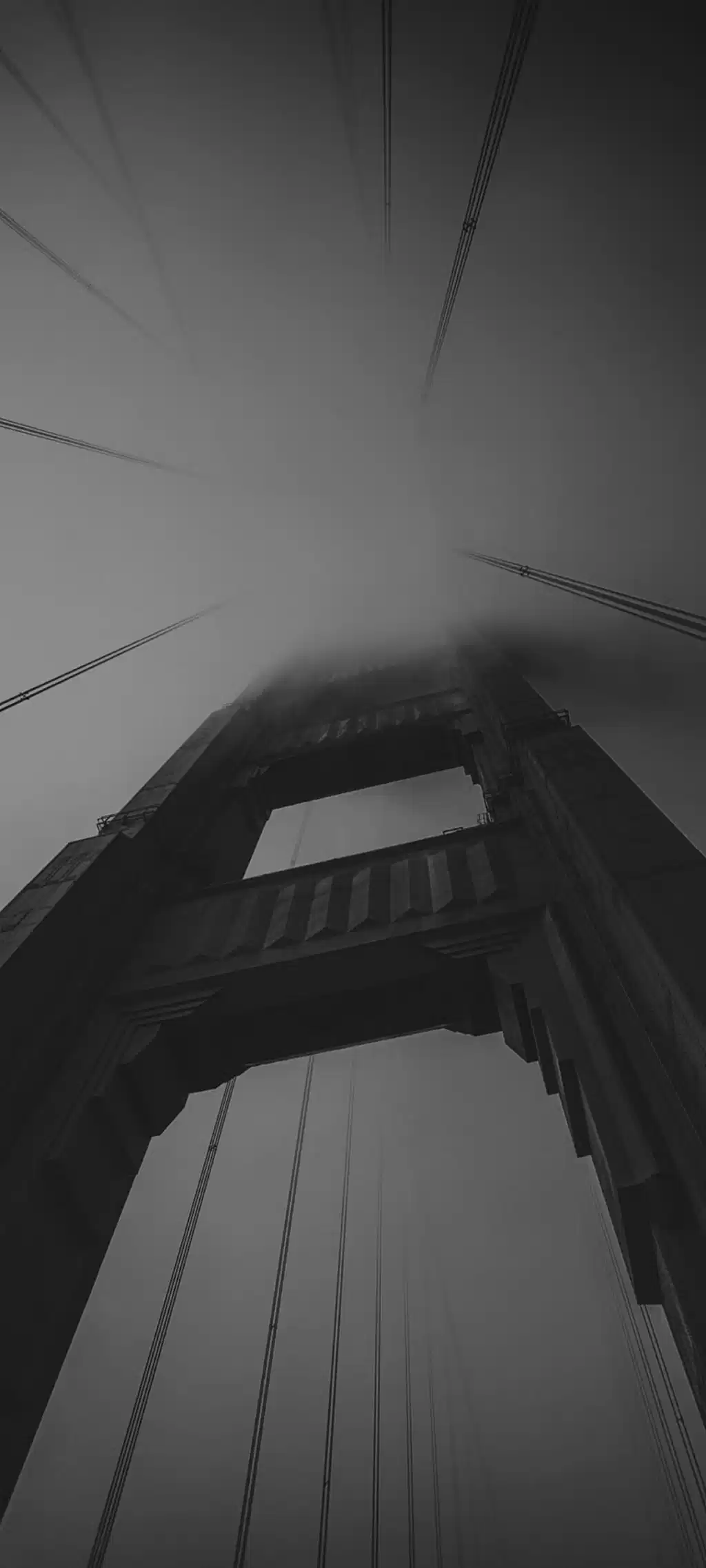 Foggy Bridge Suspension Cable Mood