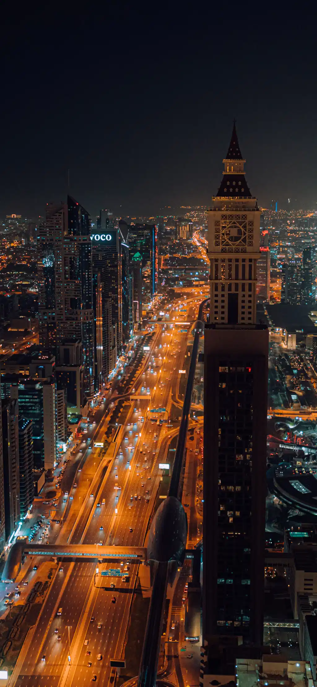 Highway Traffic Light Trails Night City