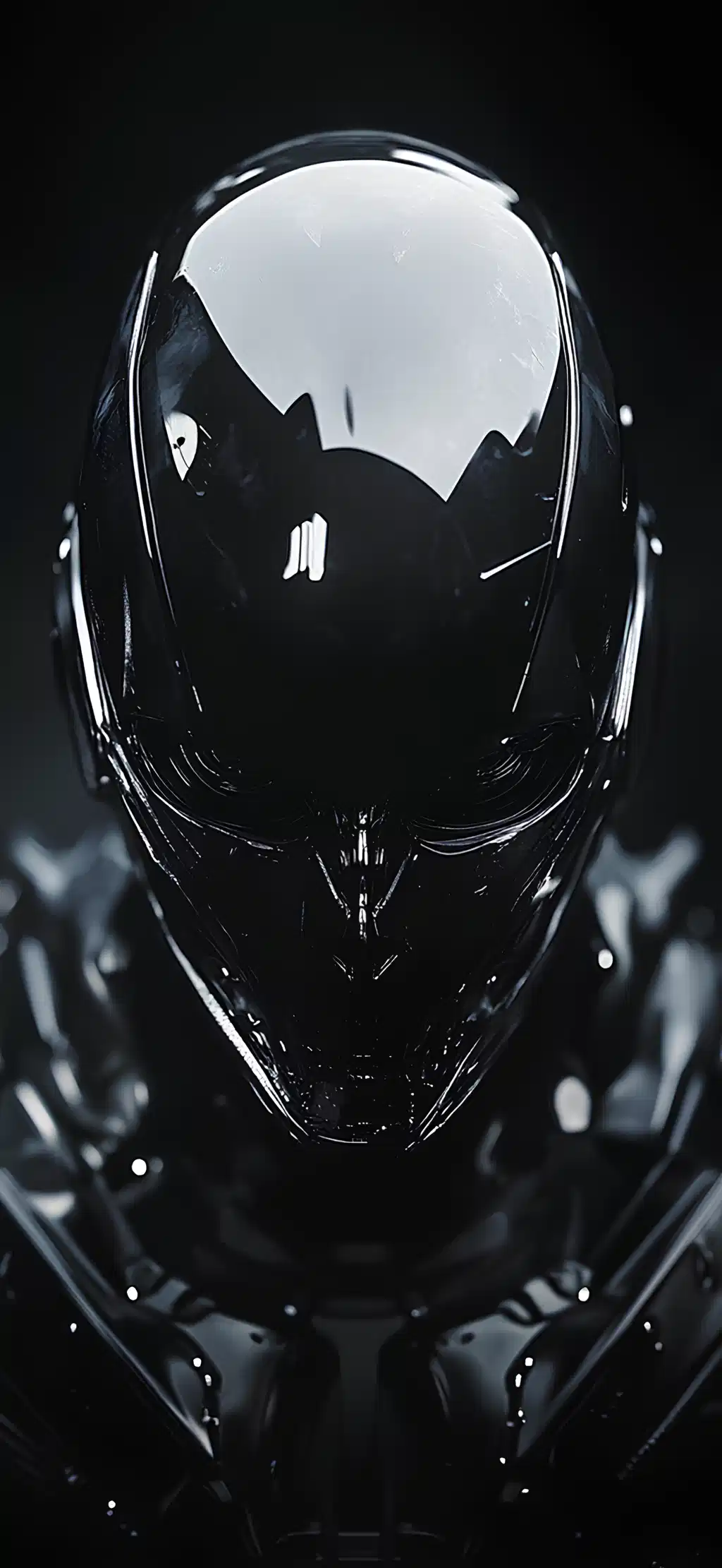 Dark Stealth Robot Helmet Portrait