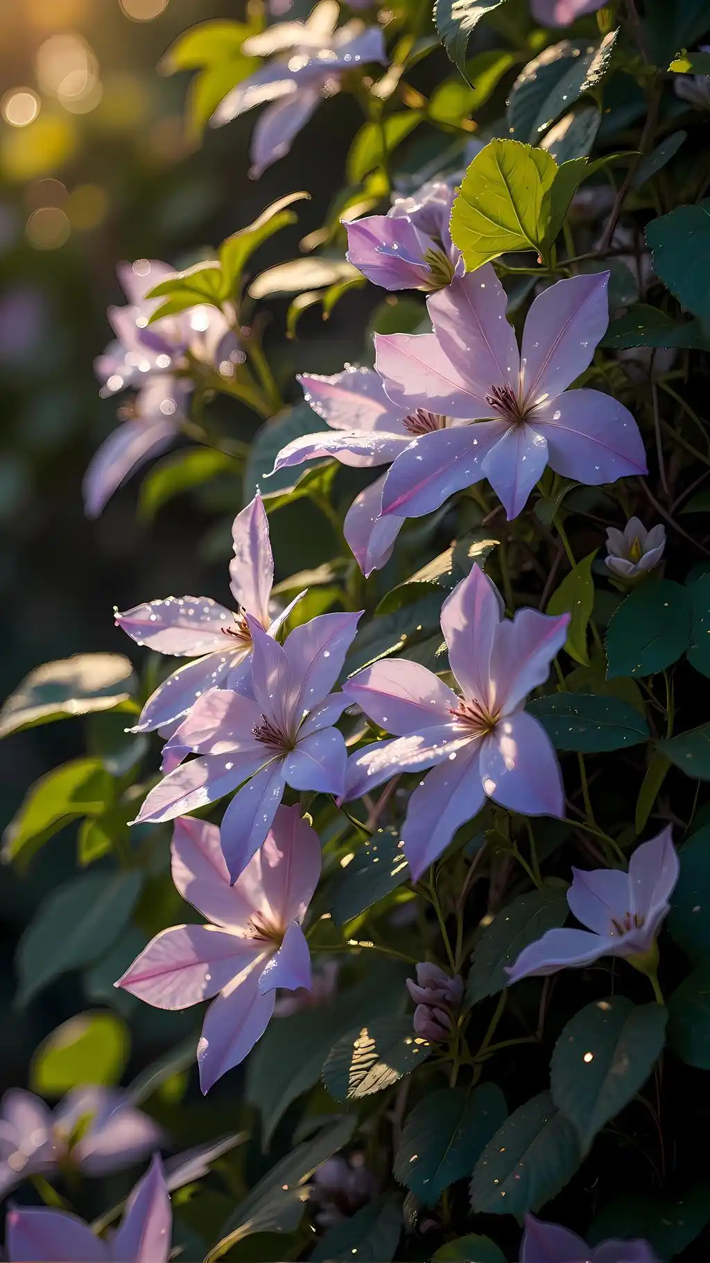 White Clematis Flowers Green Vines