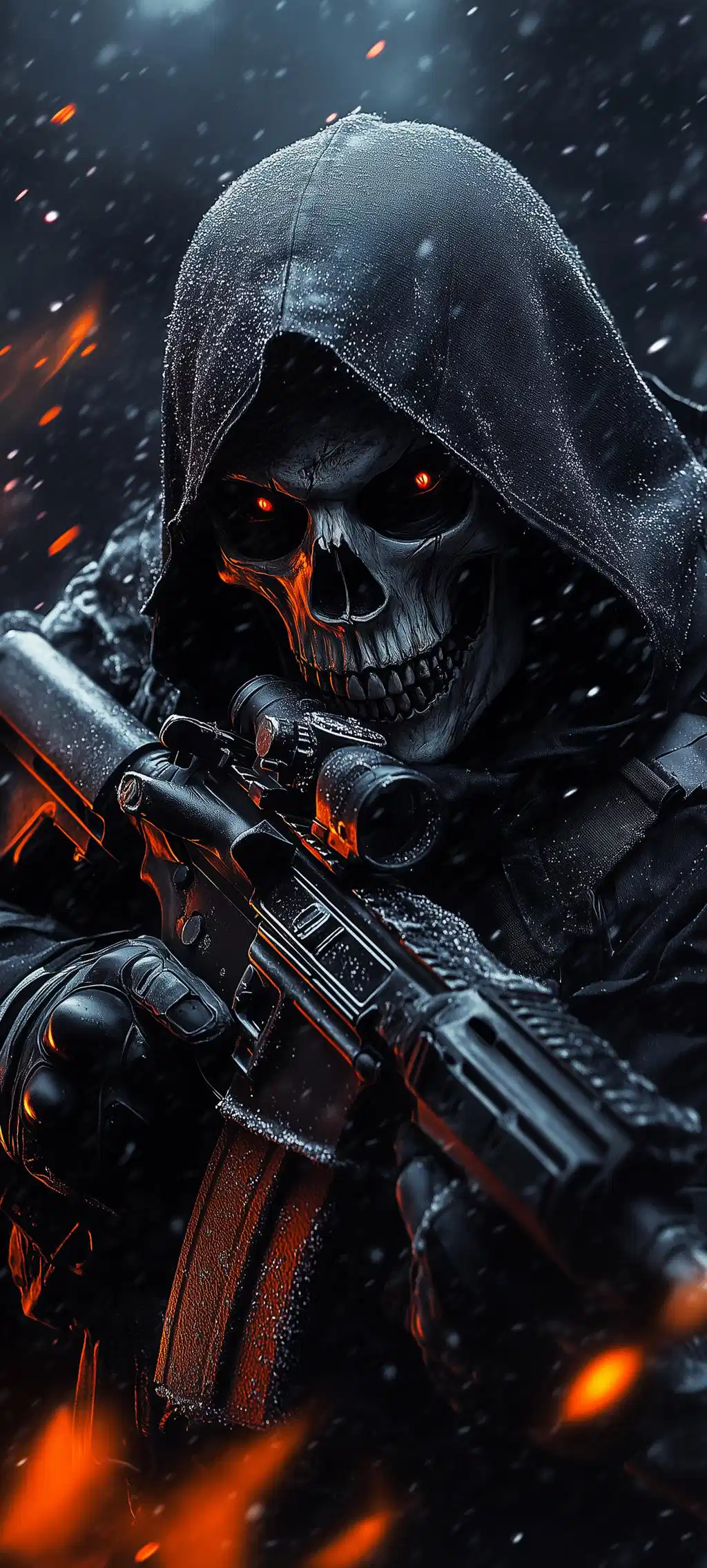 Futuristic Soldier Holding Assault Rifle