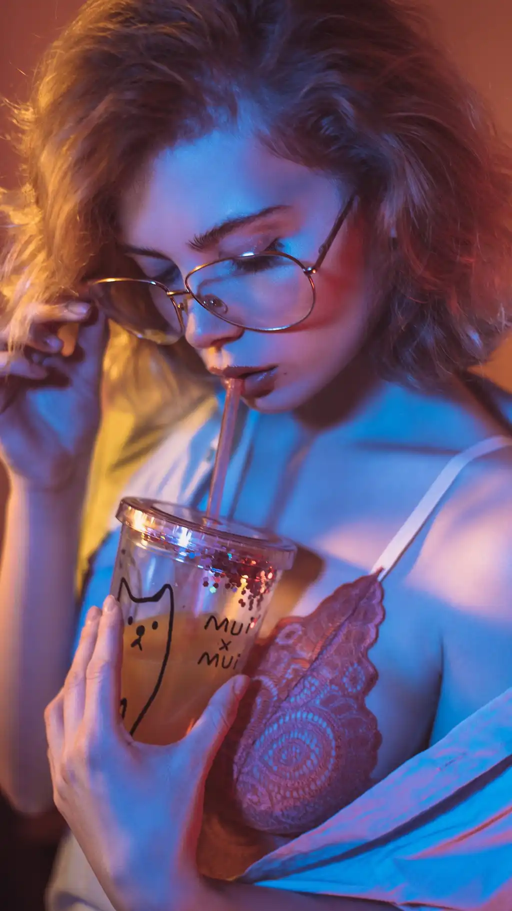 Creative Portrait Woman Neon Lights
