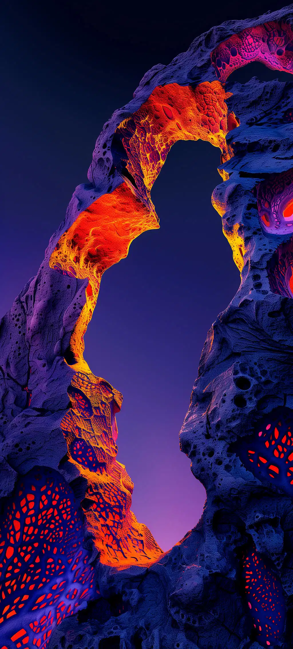 Abstract Vibrant Neon Colored Canyon