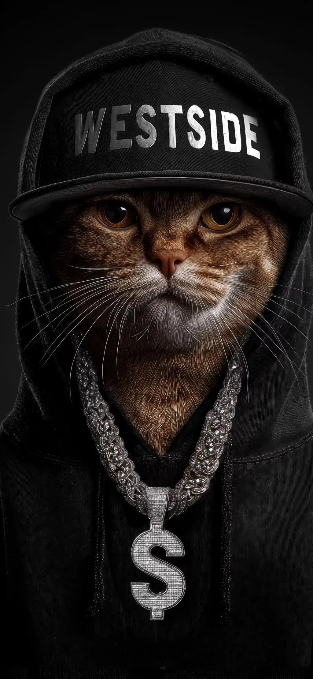 Cool Hip Hop Cat Westside Gold Chain Portrait