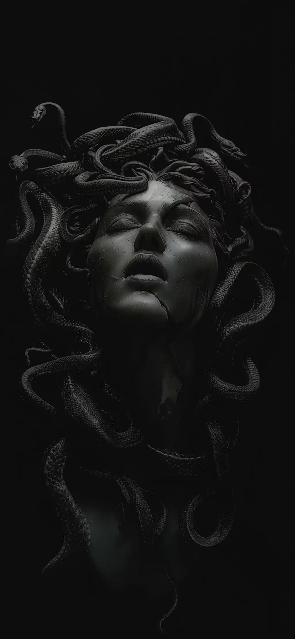 Dark Medusa Snake Hair Sculpture Portrait