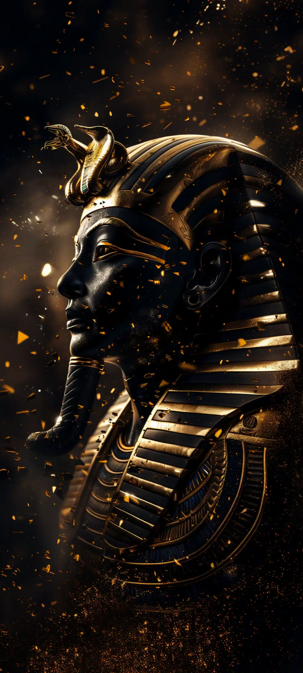 Golden Ancient Egyptian Pharaoh Statue