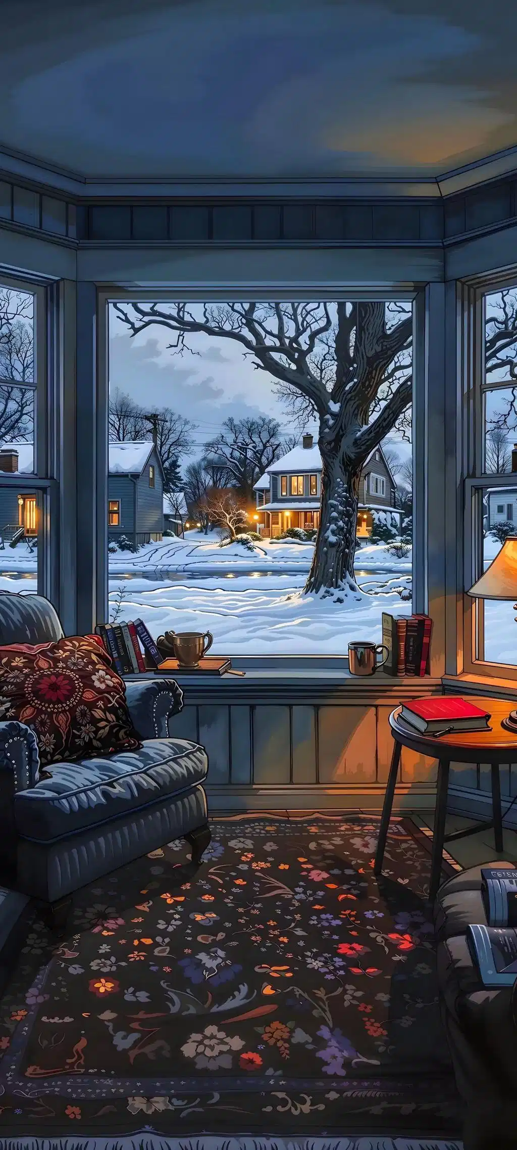 Snowy Winter Porch Gazebo View